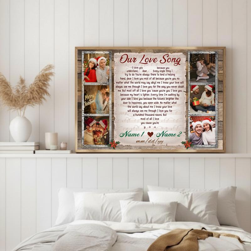 Romantic Gift For Couple - Custom Christmas Love Song Canvas