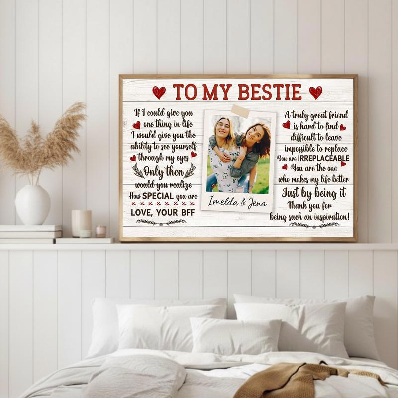 Rustic Friendship Keepsake - Custom Bestie Photo Quote Canvas
