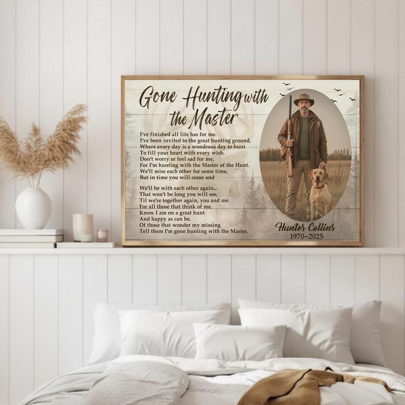 Rustic Hunter's Memorial - Gone Hunting With The Master Canvas