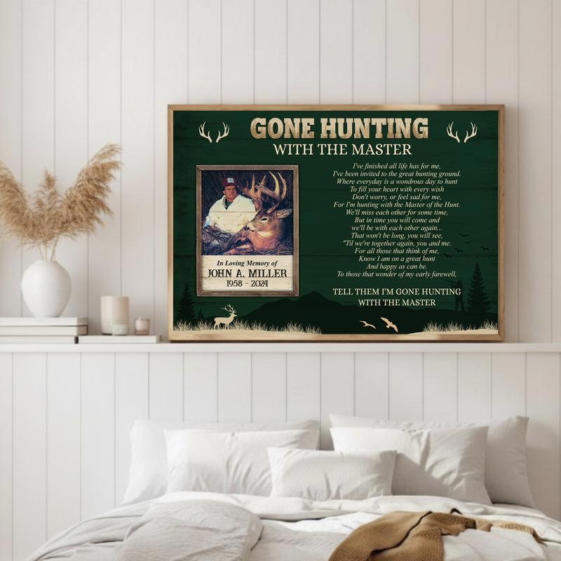 Rustic Tribute To The Master Hunter - Personalized Memorial Canvas