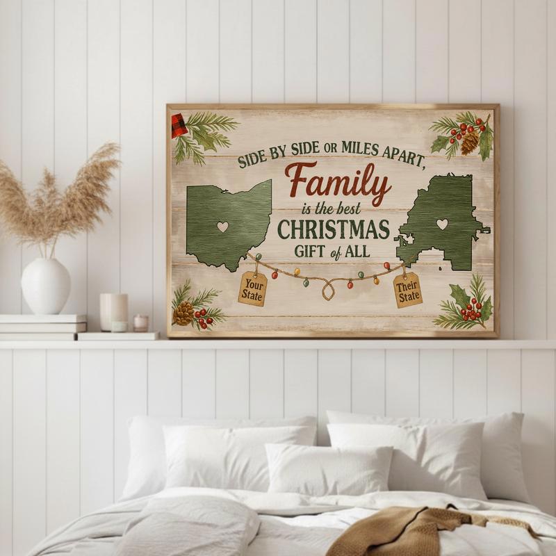 Side By Side Or Miles Apart - Rustic Christmas Family Canvas