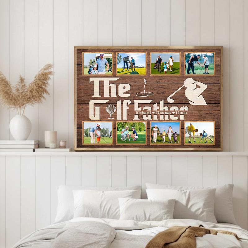 The Golf Father Photo Collage - Personalized Father's Day Canvas