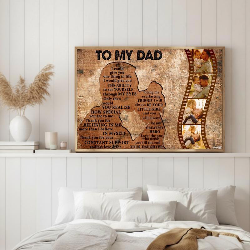 Daughter's Forever Love Dad's Custom Photo Canvas Gift
