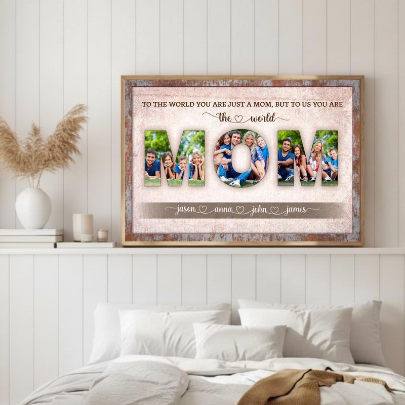 She Is My World Photo Canvas Keepsake Personalized Mom Gift
