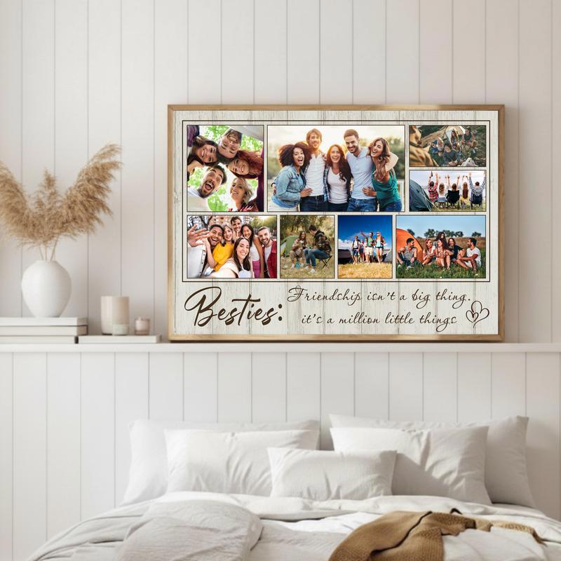 Unique Bestie Photo Collage Canvas - Custom Friendship Wall Art Gift