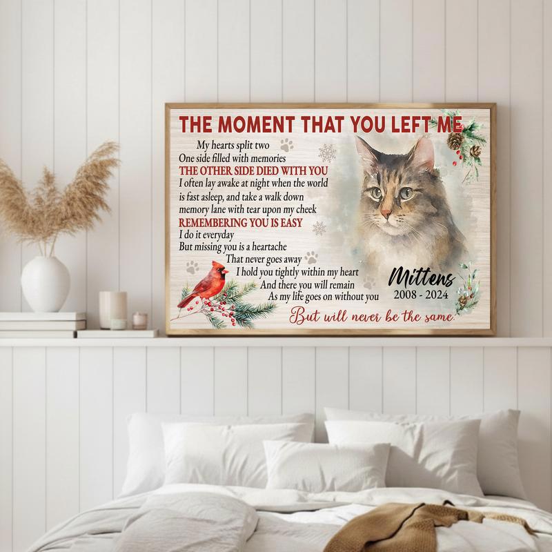 Watercolor Cat Memorial Keepsake - Personalized Christmas Canvas