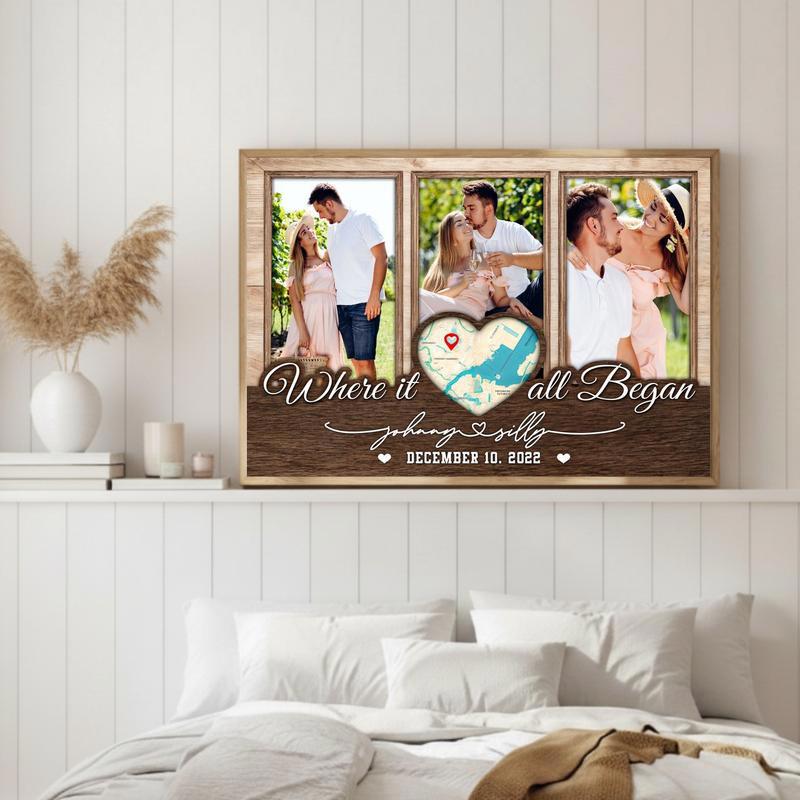 Personalized Love Story's Map Canvas Wall Art Gift