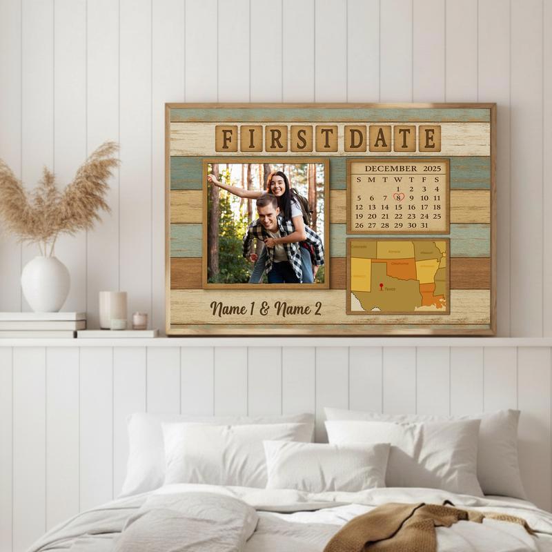 Where Our Story Began - Custom Calendar Map Couple Canvas