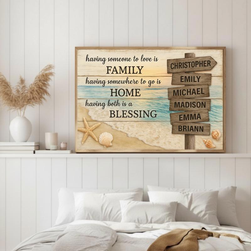 Your Beach Home Story - Rustic Last Name Street Sign Canvas