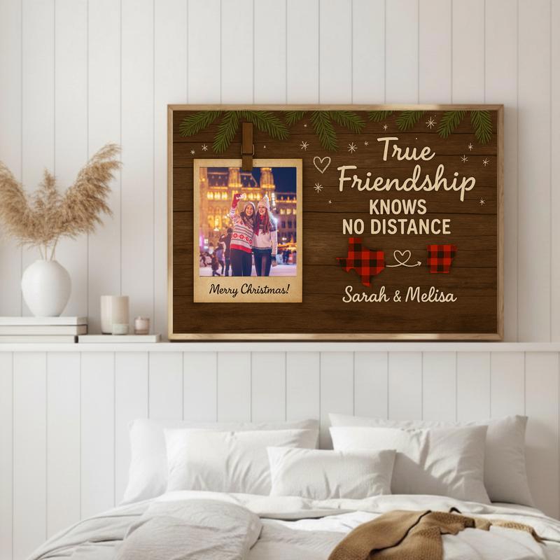 Your Friendship Across States - Buffalo Plaid Photo Canvas
