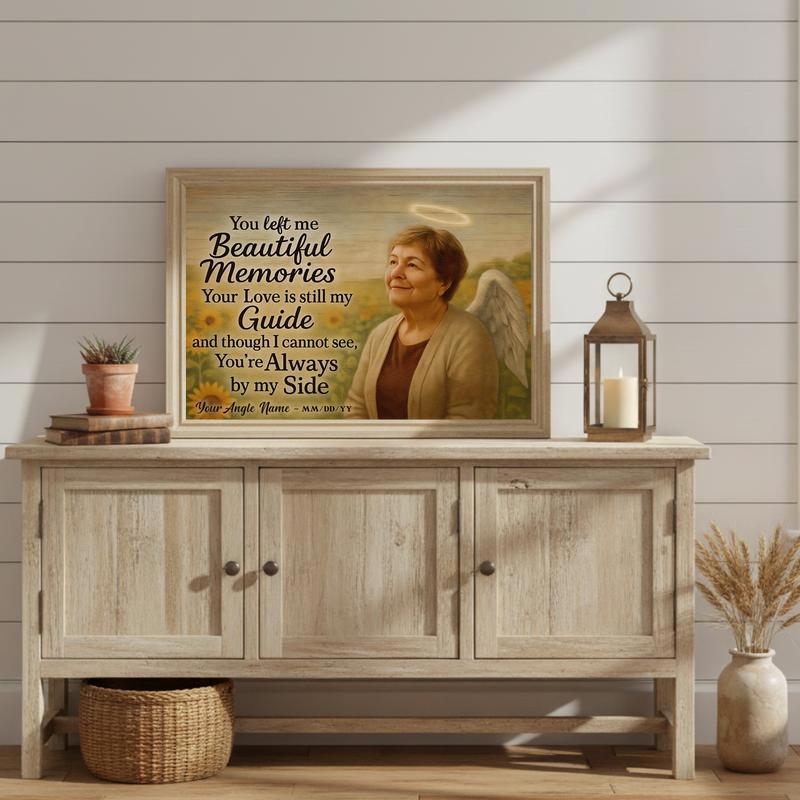 A Sunflower Angel's Embrace - Personalized Mom Memorial Canvas