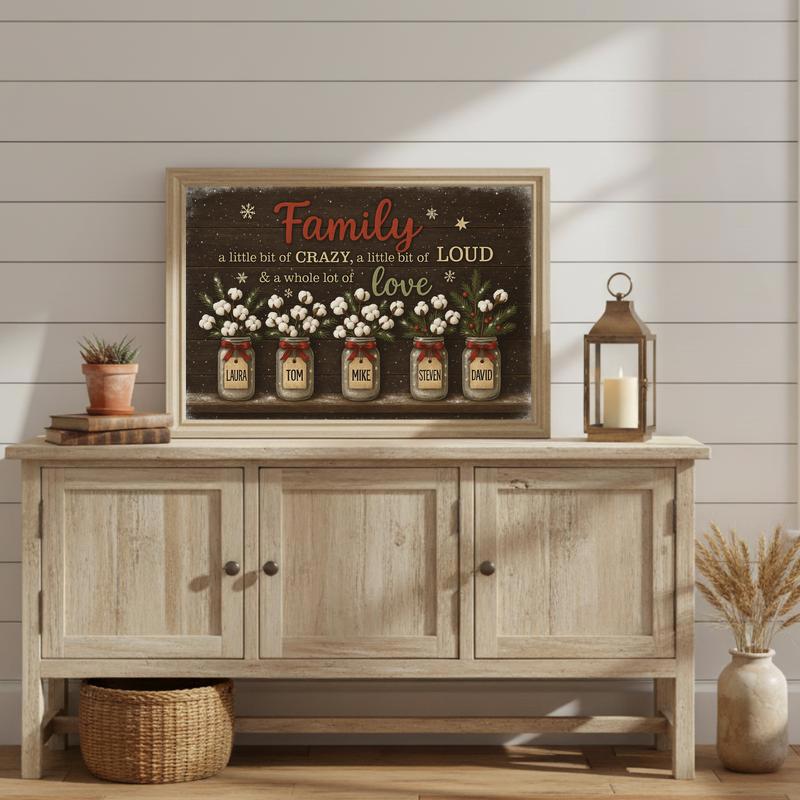 Adorn Your Home - Floral Rustic Christmas Family Quote Canvas