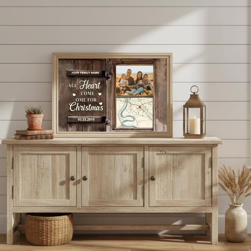 Christmas Home Map Family Photo & Memory Canvas Print