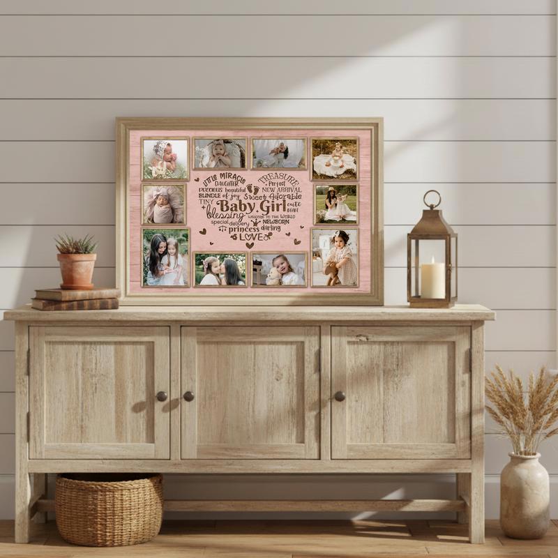 Baby Shower Gift - Custom Baby Girl Photo Milestone Canvas