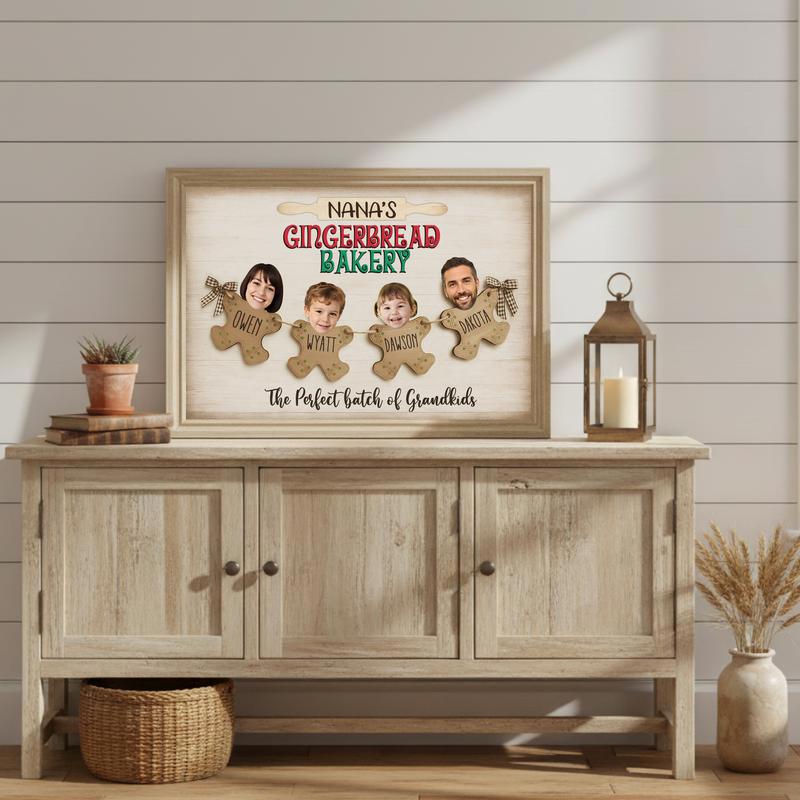 Baking Christmas Magic - Grandkids Personalized Photo Name Canvas