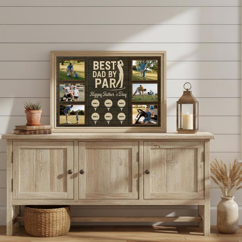 Best Dad By Par Personalized Golf Gift With Kids' Names Canvas