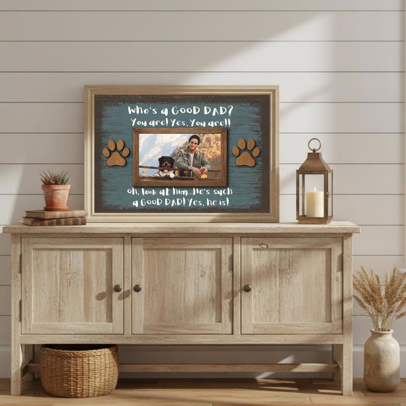 Best Dog Dad Ever - Funny Personalized Photo Keepsake Canvas