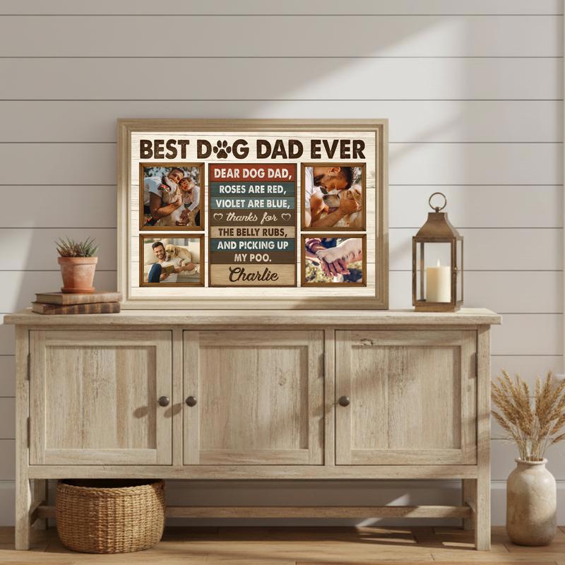 Best Dog Dad Photo Collage - Personalized Father's Day Canvas