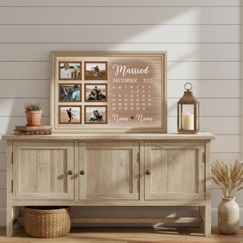 Capture Your Date - Custom Wedding Day Calendar Photo Canvas