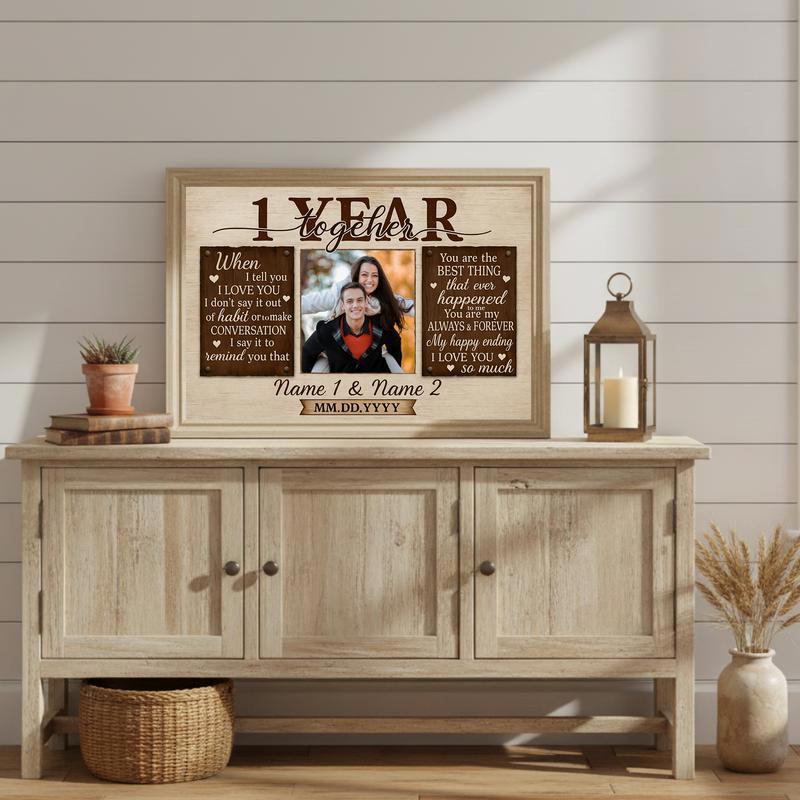 Celebrate 1 Year - Custom Photo Keepsake For The Couple Canvas
