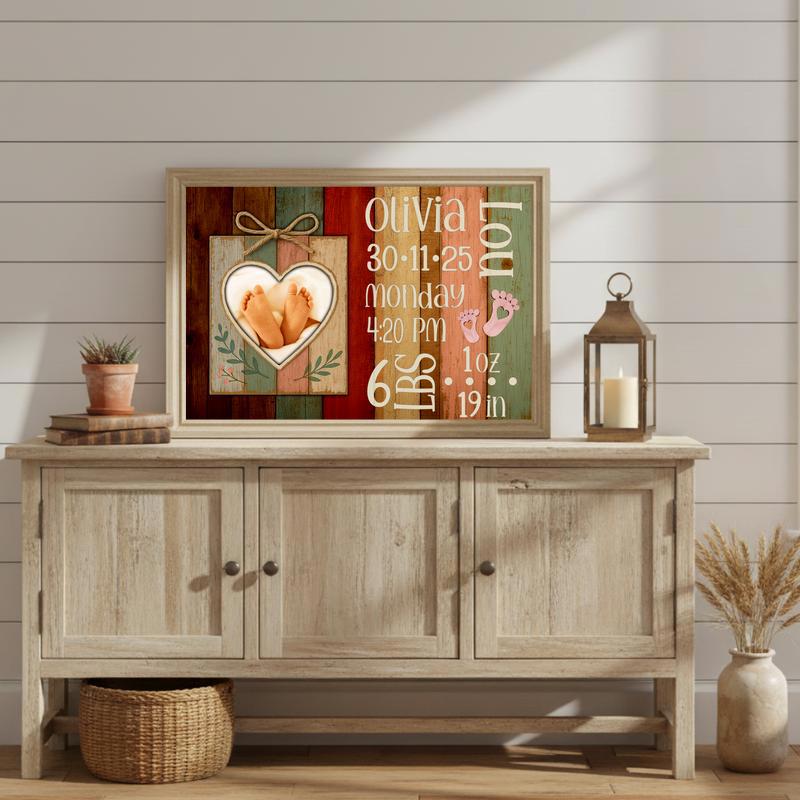 Cherish Baby's Birth - Custom Photo Keepsake & Stats Canvas