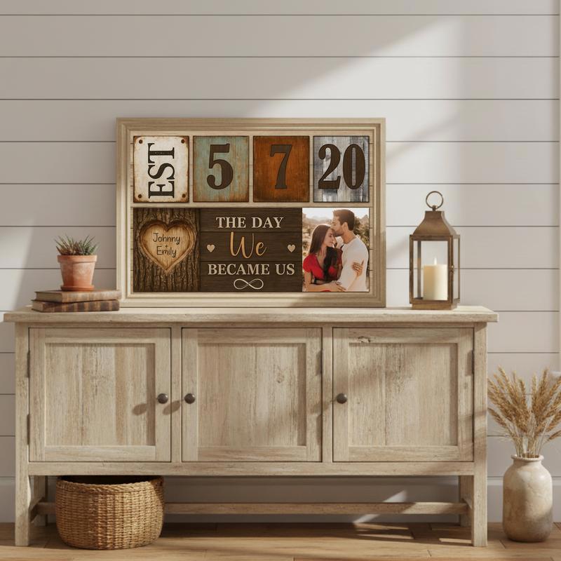 Cherish Couple Milestone - Custom Established Year Photo Canvas