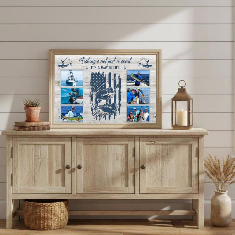 Cherish His Best Catches - Custom Fisherman Photo Keepsake Canvas