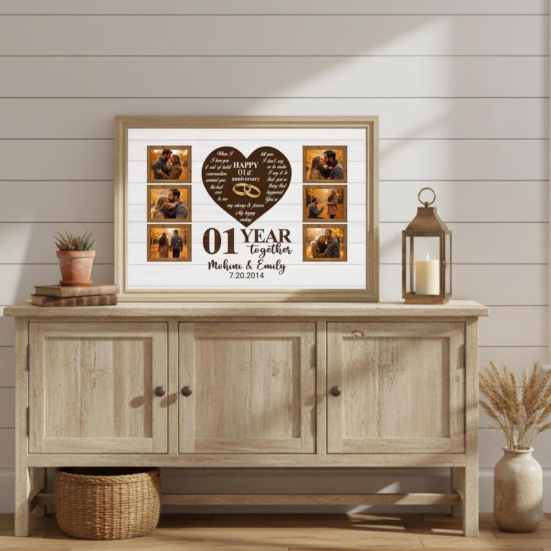 Cherish Your First Year - Personalized Rustic Photo Collage Canvas