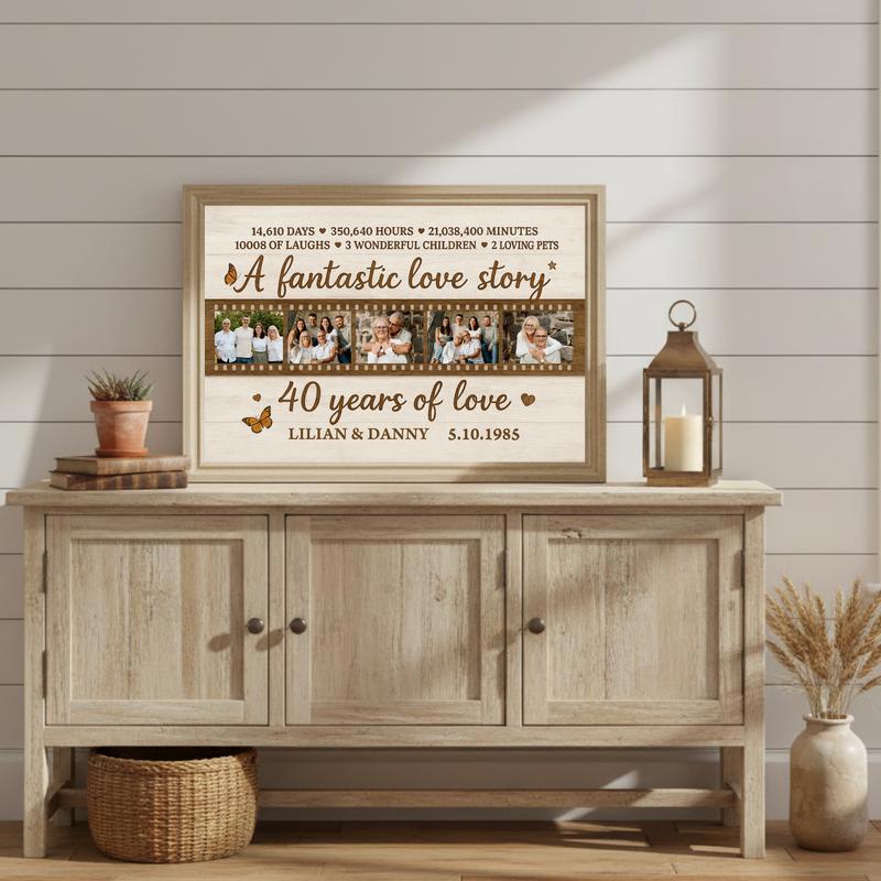 Cherished 40-Year Ruby Anniversary Gift Photo Collage Canvas
