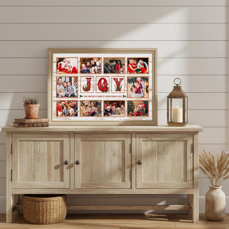 Christmas Gifts - Personalized Family JOY Photo Collage Canvas