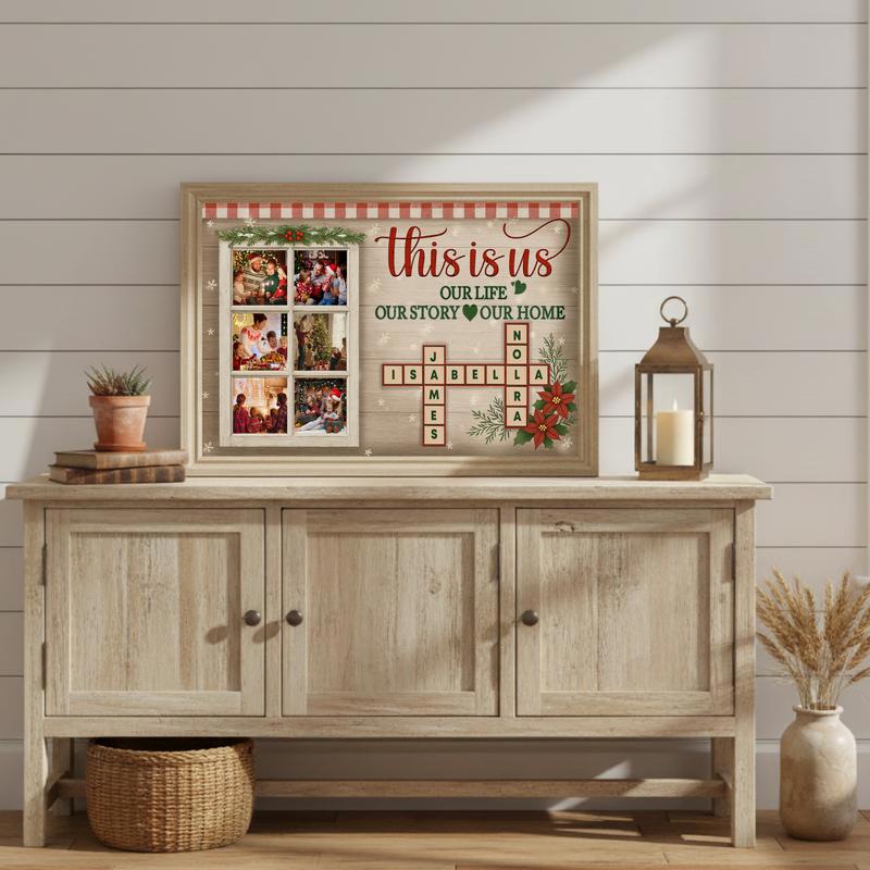 Christmas Name Crossword & Quote Photo Keepsake Canvas