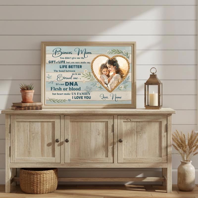 Coastal Farmhouse Wall Art Gift For Stepmom Personalized Canvas