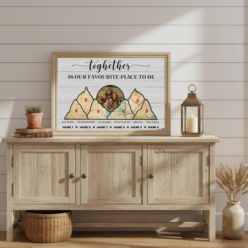 Memories on a Map Personalized Family Keepsake Canvas