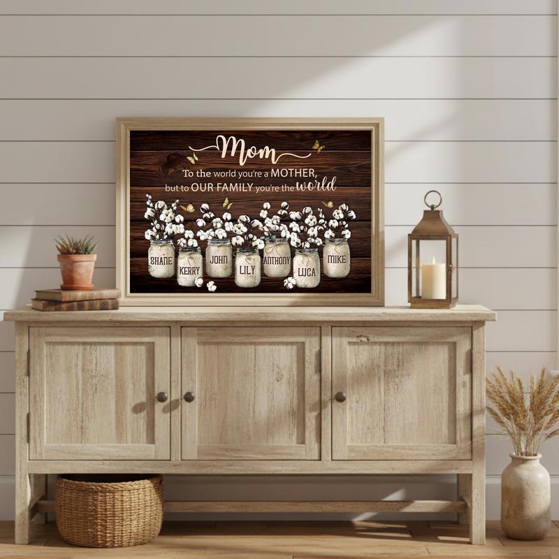 Forever Treasured Custom Family Photo Name Canvas for Mom