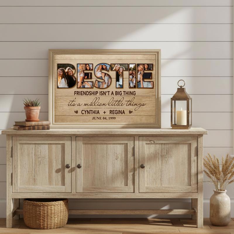 Custom Farmhouse Photo Collage Gift For Your Bestie Canvas