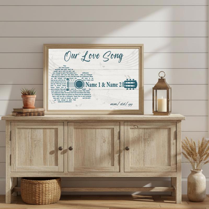 Custom Names & Date, Romantic Guitar - Our Love Song Canvas