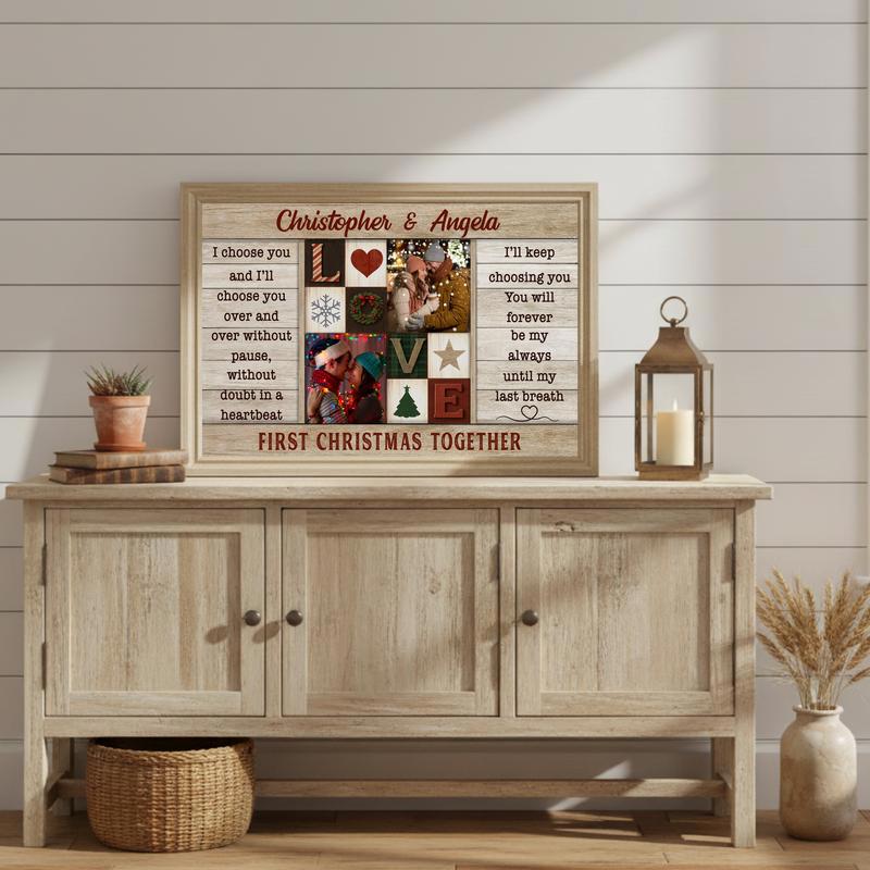 Custom Newlywed Photo Canvas - First Christmas Together Keepsake