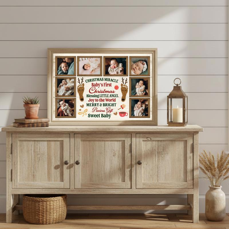 Custom Photo Collage - Baby’s First Christmas Keepsake Canvas