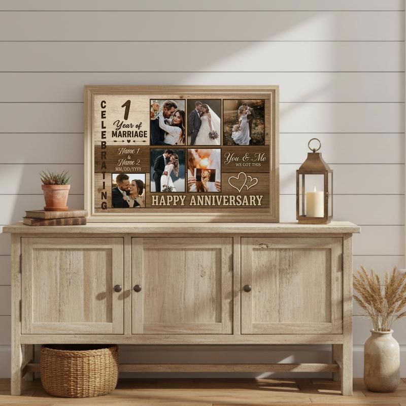Custom Photo Collage Gift - Happy Wedding Anniversary Canvas