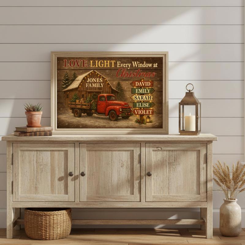 Custom Rustic Christmas Art - A Family Keepsake Farmhouse Canvas