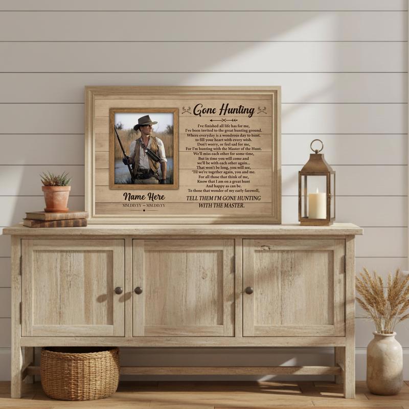 Custom Sympathy Gift & Keepsake - Gone Hunting Memorial Canvas