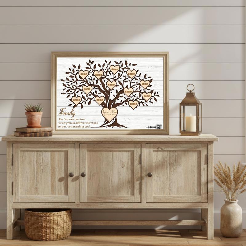 Personalized Family Love Rustic Canvas - Family Tree Story Art