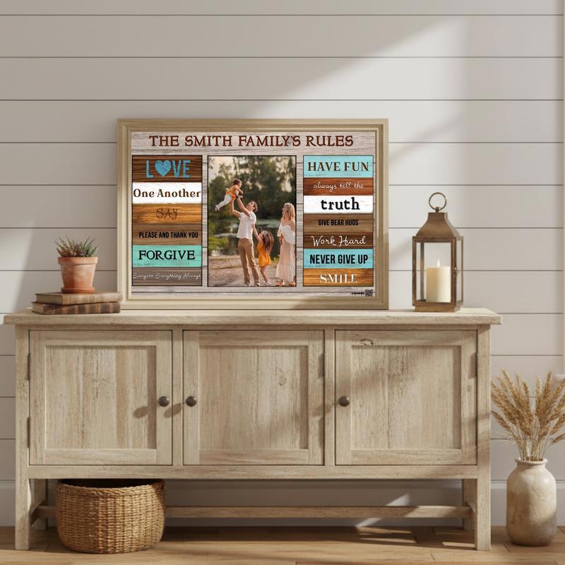 Home's Values Custom Family Rule Wall Art Canvas