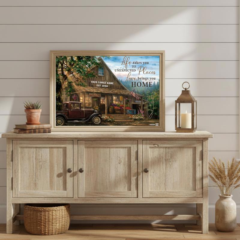 Unexpected Places Map Art Custom Family Name Canvas