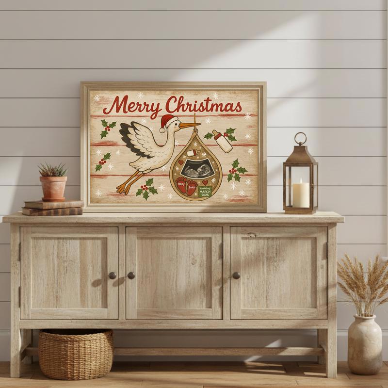 First Christmas Baby Announcement Ultrasound Keepsake Canvas
