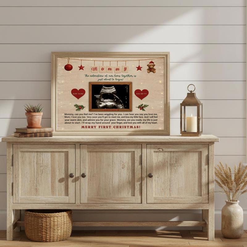 First Christmas Mommy Ultrasound Photo Keepsake Canvas