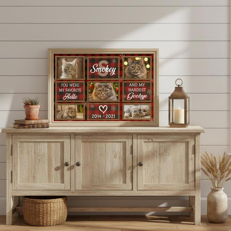 Forever Loved Cat Photo Memorial Christmas Farmhouse Canvas