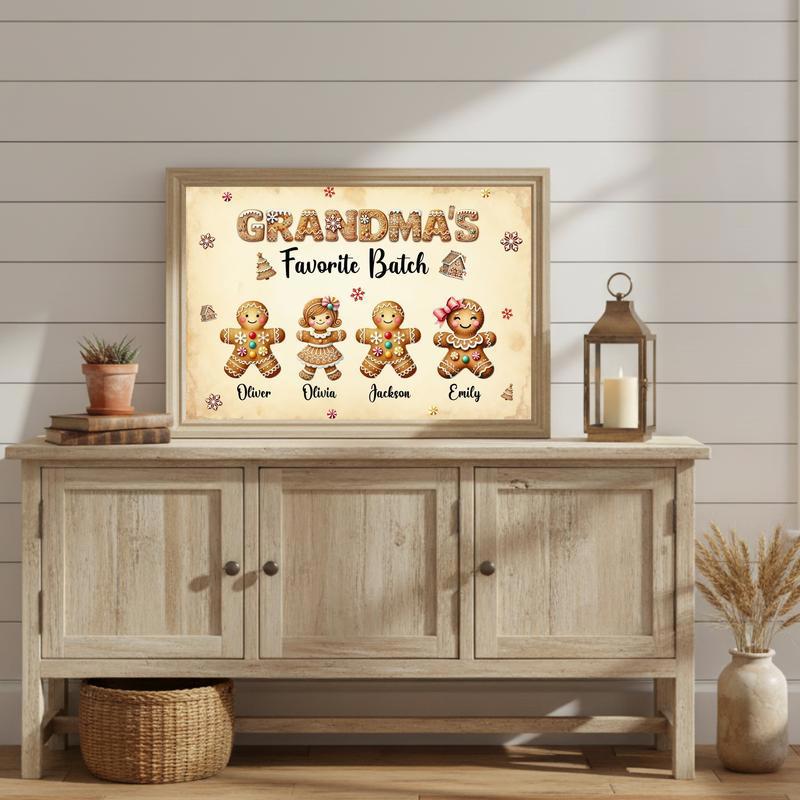 Gingerbread Family Wall Art - Custom Grandma Christmas Canvas