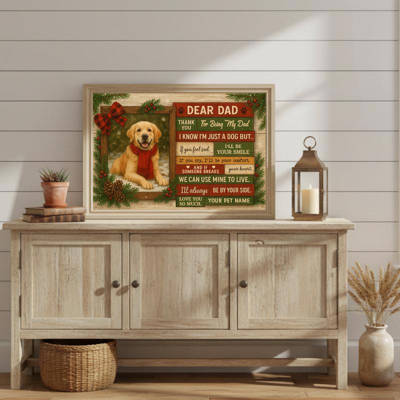 Heartfelt Custom Fall Dog Portrait Gift For Dog Dad Canvas