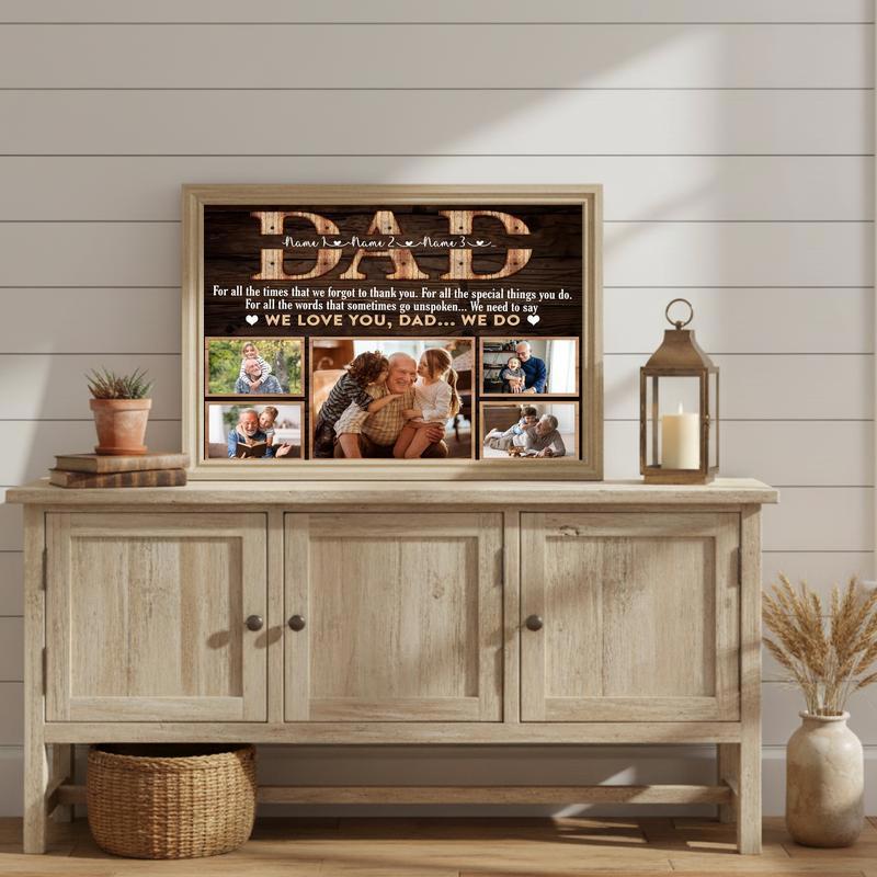 Dad's 5-Photo Christmas Keepsake Personalized Canvas Gift
